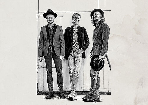 Pressefoto af bandet Dissing og Las i forbindelse med koncerten Povls Sange