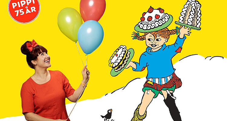 Illustration. Vi fejrer Pippis 75 års fødselsdag